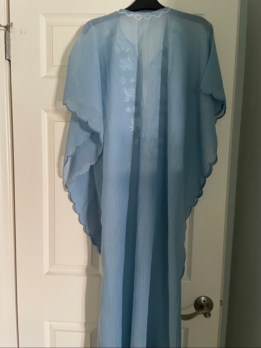 Light Blue Hand Embroidered V-Neck Womens Coverup - Picture 7 of 10
